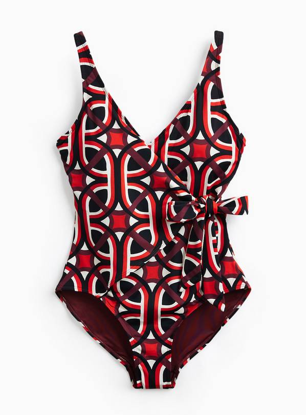 Geo Print Wrap Front Swimsuit 16